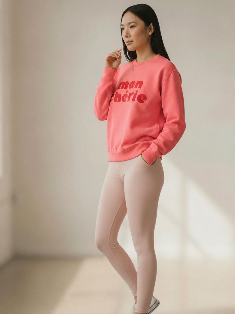 NWT Universal Thread Coral Pink "Mon Chérie" Graphic Sweatshirt Size XL